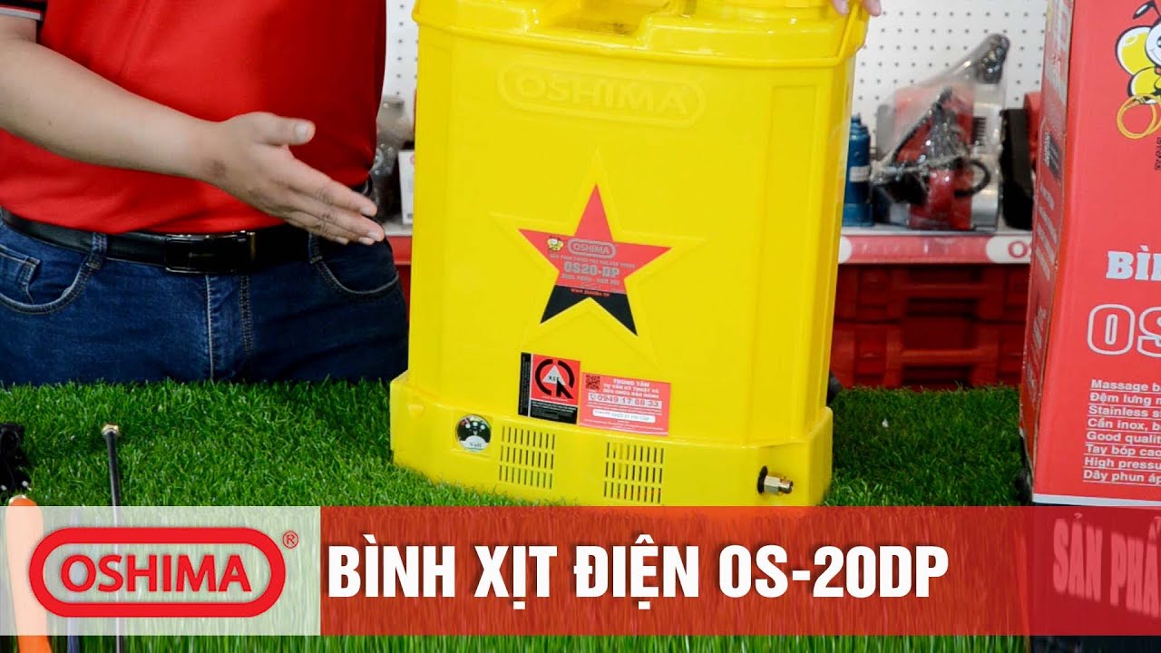 maxresdefault-20 Máy phun thuốc trừ sâu, côn trùng điện Oshima OS20-DP-ắc qui Vàng